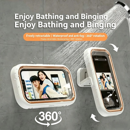 🎉2026 hot sell！360° Waterproof Shower Phone Holder – Anti-Fog Touch Screen Wall Mount