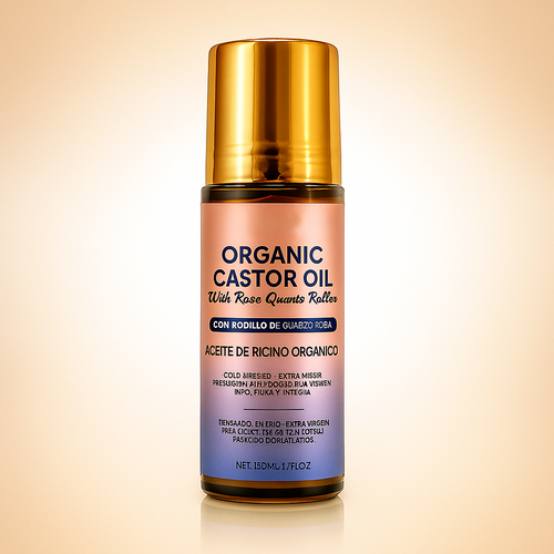 Organic Castor Oil With Rose Quartz Roller